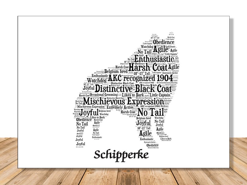 Schipperke Dog Personalize Dog Lover Gift for Custom Pet Portrait Art Print