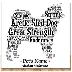 Personalized Pet Portrait For Dog Gifts for Dog lovers – Custom Pet Loss gift For Memorial Portrait - Alaskan Malamute Dog Owner Wall art