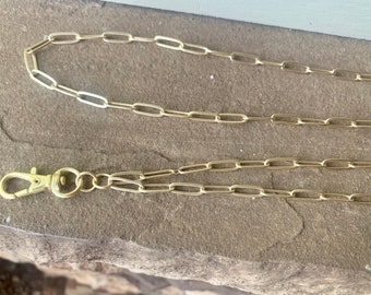 Matte Gold Paperclip Chain ID Badge Lanyard