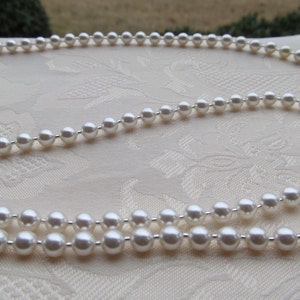 Austrian Crystal Pearl Lanyard White Pearl Beaded Lanyard Necklace ID Badge Holder Face Mask Holder image 3