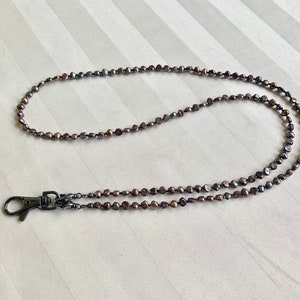 Dark Peacock Freshwater Pearl Lanyard ID Badge Beaded Lanyard Necklace ID Badge Holder image 6