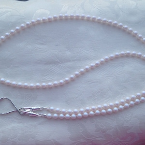 Lanyard White Pearl ID Badge Crystal Pearlescent Beaded Lanyard Necklace ID Badge Holder