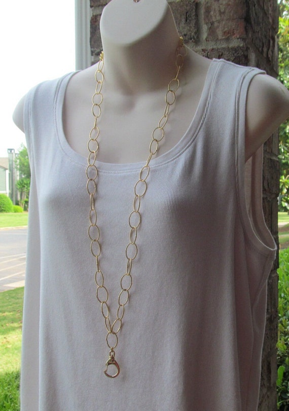 Gold Chain ID Badge Lanyard Twisted Links Chain Lanyard Etsy