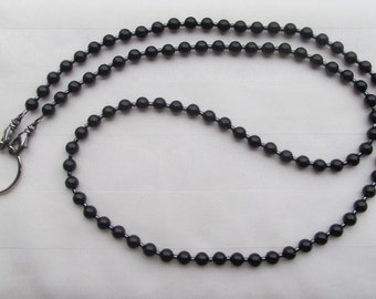 Black ID Badge Lanyard Austrian Crystal Pearl Beaded Lanyard Necklace ID Badge Holder