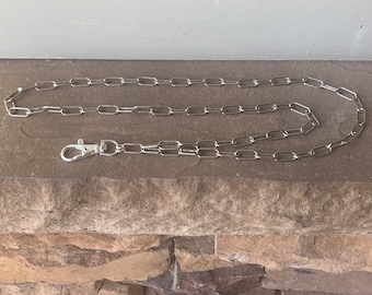 Silver Paperclip Chain ID Badge Lanyard