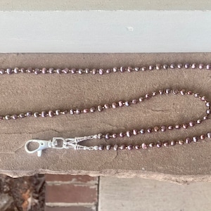 Lilac Bronze Freshwater Pearl Lanyard ID Badge Beaded Lanyard Necklace ID Badge Holder