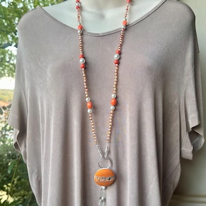 Tennessee Vols ID Badge Bead Lanyard Orange & White ID Badge Holder