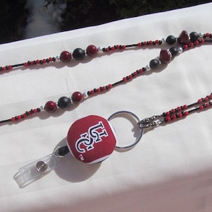 South Carolina Gamecocks ID Badge Lanyard Retractable ID Badge Holder Red and Black image 1