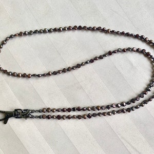 Dark Peacock Freshwater Pearl Lanyard ID Badge Beaded Lanyard Necklace ID Badge Holder image 4