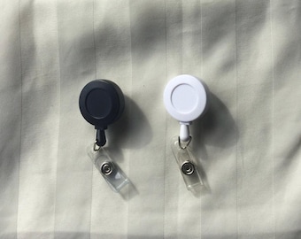 Retractable Badge Reel Plain Black White