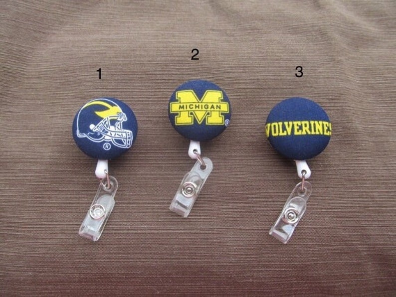 Michigan Wolverines ID Badge Lanyard Yellow & Blue ID Retractable Badge Reel image 5