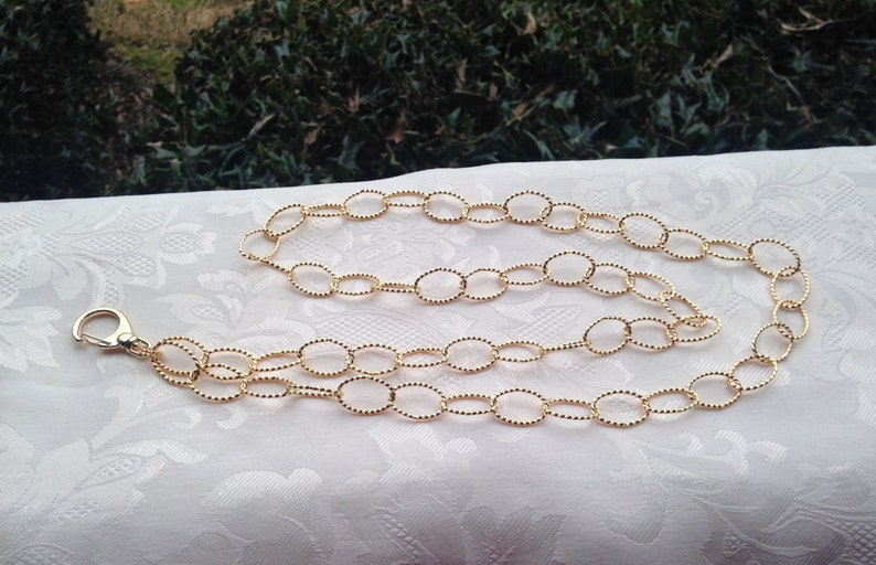 Gold Chain ID Badge Lanyard Twisted Links Chain Lanyard Etsy