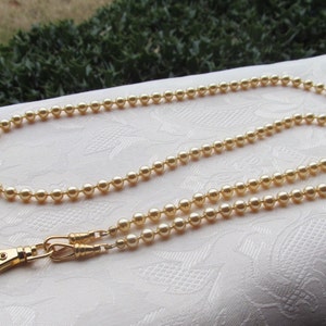 Gold ID Badge Lanyard Austrian Crystal Pearl Beaded Lanyard Necklace ID Badge Holder Face Mask Holder image 2