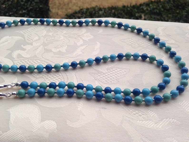 Blue Turquoise Jade ID Badge Lanyard Swarovski Pearls Lanyard | Etsy