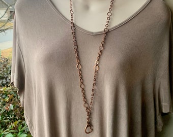 Antique Copper Flat Oval Chain ID Badge Lanyard Necklace Chain Lanyard