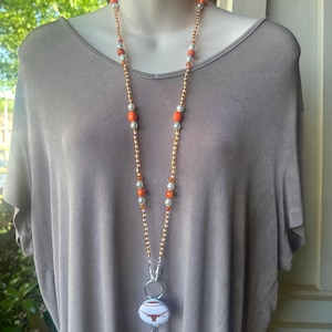 Texas Longhorns ID Badge Lanyard UT Beaded Lanyard Burnt Orange & White
