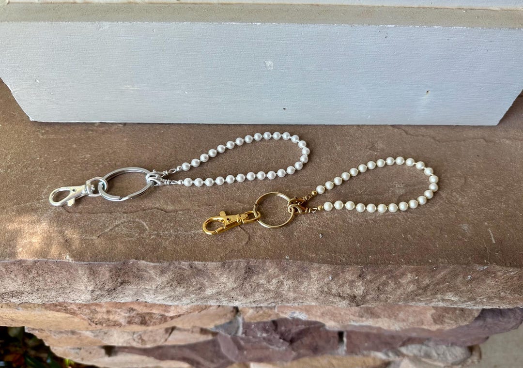 Ivory Keychain Ivory Pearl Wristlet Keychain Lanyard - Etsy