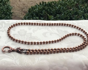 Copper Pearl Bead Lanyard Austrian Crystal Pearl Lanyard Copper Lanyard Necklace ID Badge Holder Face Mask Holder