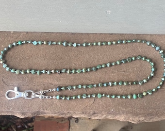 Green Freshwater Pearl Lanyard ID Badge Beaded Lanyard Necklace ID Badge Holder