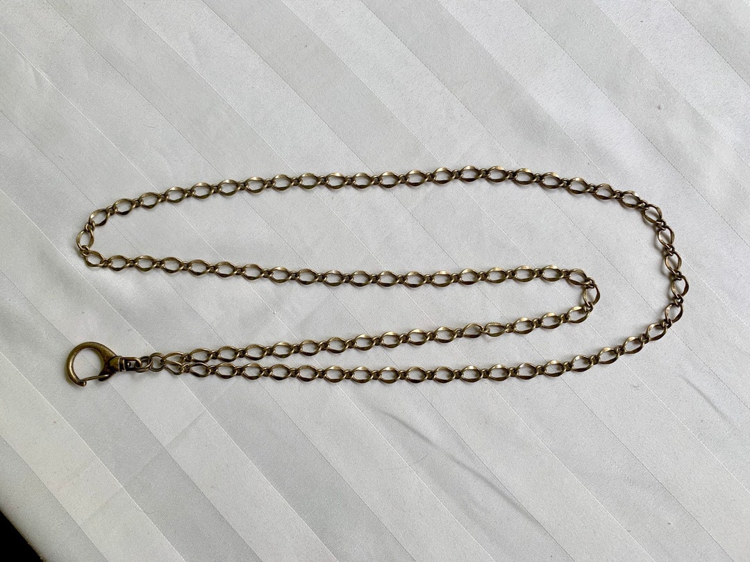 Antique Brass Flat Twisted Oval Chain ID Badge Lanyard Etsy