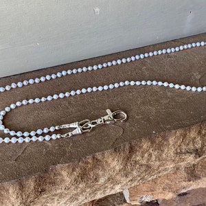 White Freshwater Small Pearl ID Lanyard Beaded Lanyard Necklace ID Badge Holder