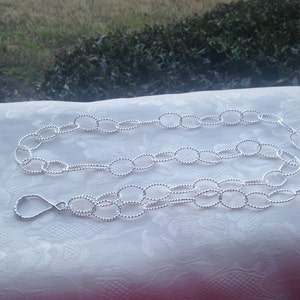 Bright Silver Chain ID Badge Lanyard Large Twisted Links Chain Lanyard image 2