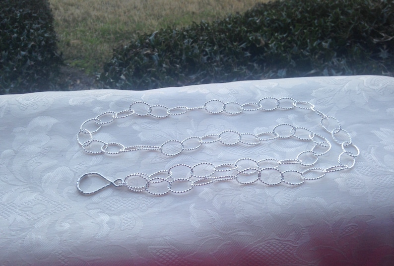 Bright Silver Chain ID Badge Lanyard Large Twisted Links Chain Lanyard image 2