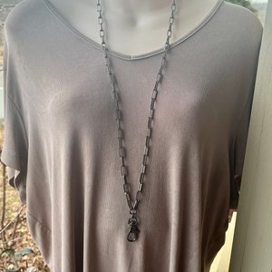 Gunmetal Paperclip Chunky Chain ID Badge Lanyard