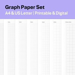Graph Paper Set, 2.5mm to 10mm (Printable & Digital PDF Templates)