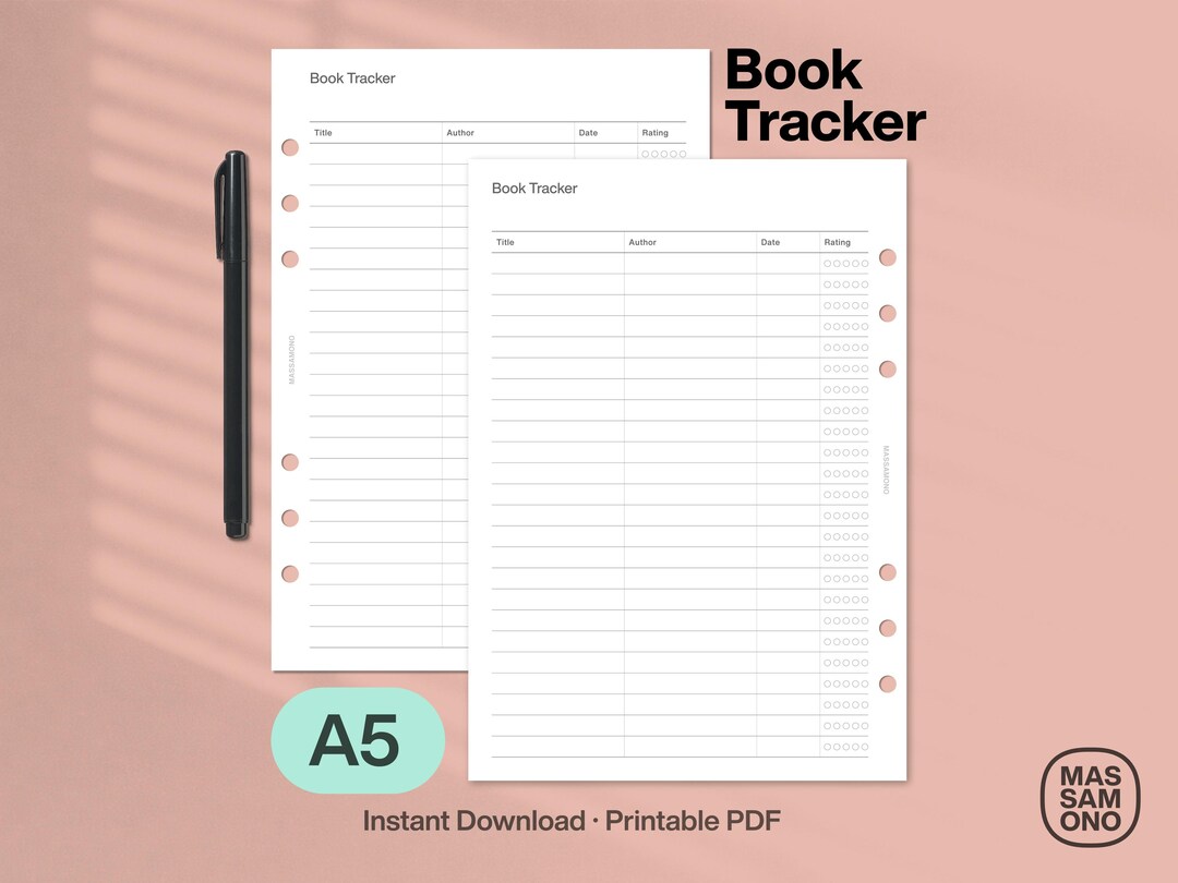 A5 Book Tracker Printable | Minimal Reading Log | Binder Insert | Book ...
