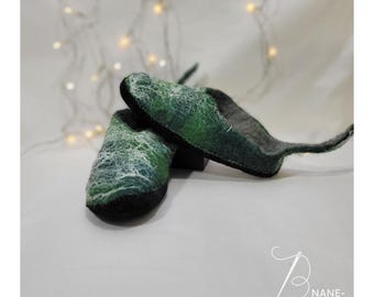 Filzschuhe, Filzpuschen, Filzschuhe mit Ledersohle, Hausschuhe, Geschenk Frauen Geburtstag,