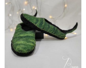 Filzschuhe, Filzpuschen, Filzschuhe mit Ledersohle, Hausschuhe, Geschenk Frauen Geburtstag,