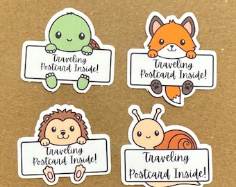Traveling Postcard Inside Stickers, TPC, Happy Mail, Die Cut Flakes
