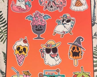 Summerween Sticker Sheet, Summer, Halloween