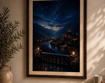 Velaris Inspired Starlight City Print | Night Court Fae Fantasy Wall Art | Dark Romantasy Decor | Digital Download