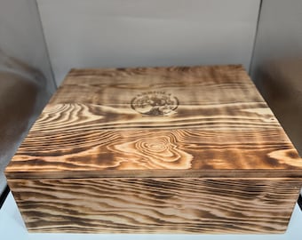 Handmade Charred Wood Salsa Toppings Box | Taco Bar Serving Tray, 5 Stainless Containers
