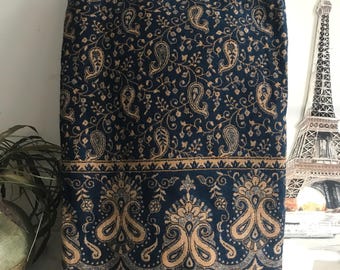 Paisley Floral Print Reversible Blanket/Shawl Himalayan Handmade Yak Wool Shawl