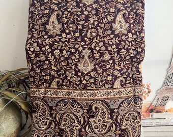 Paisley Floral Print Reversible Blanket/Shawl Himalayan Handmade Yak Wool Shawl