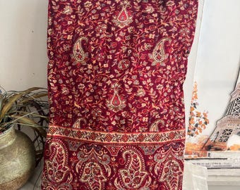 Paisley Floral Print Reversible Blanket/Shawl Himalayan Handmade Yak Wool Shawl