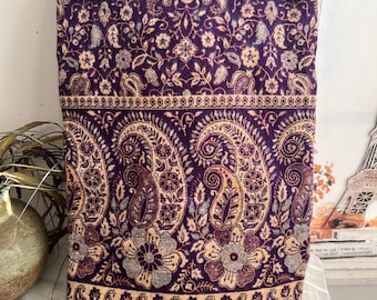 Paisley Floral Print Reversible Blanket/Shawl Himalayan Handmade Yak Wool Shawl