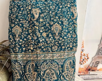 Paisley Floral Print Reversible Blanket/Shawl Himalayan Handmade Yak Wool Shawl