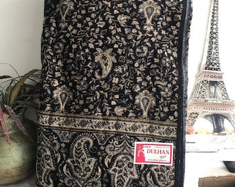 Paisley Floral Print Reversible Blanket/Shawl Himalayan Handmade Yak Wool Shawl