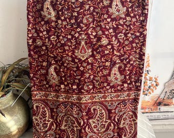 Paisley Floral Print Reversible Blanket/Shawl Himalayan Handmade Yak Wool Shawl