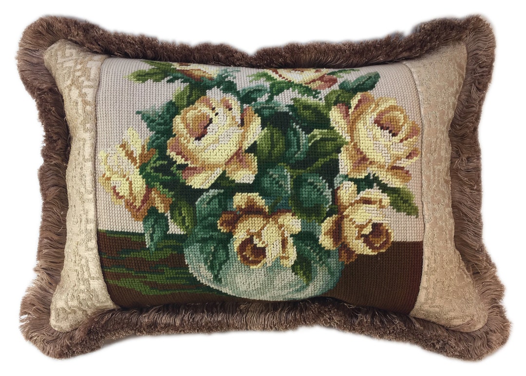 Pale Yellow Roses Pillow Etsy