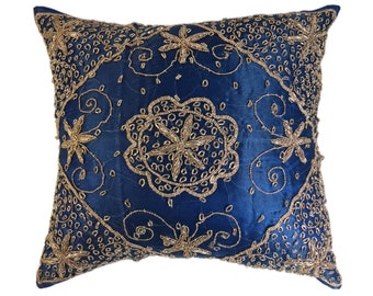 Sumptuous Royal Blue & Gold Pillow