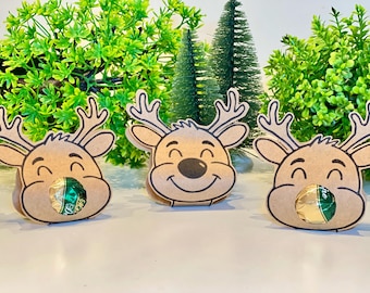 Druckvorlage Weihnachten Rentier Bastelvorlage – PDF Druckdatei Tischdeko Mitbringsel Schokolade
