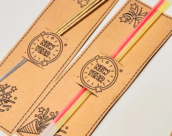 Silvester Vorlage zum Ausdrucken, Silvester Wunderkerzen Druckvorlage, Kleinigkeit für Silvester