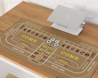 Sand Casino Craps Desk Pad | Las Vegas Gift for Him, Craps Practice Mat, Home Office Gift 36x18