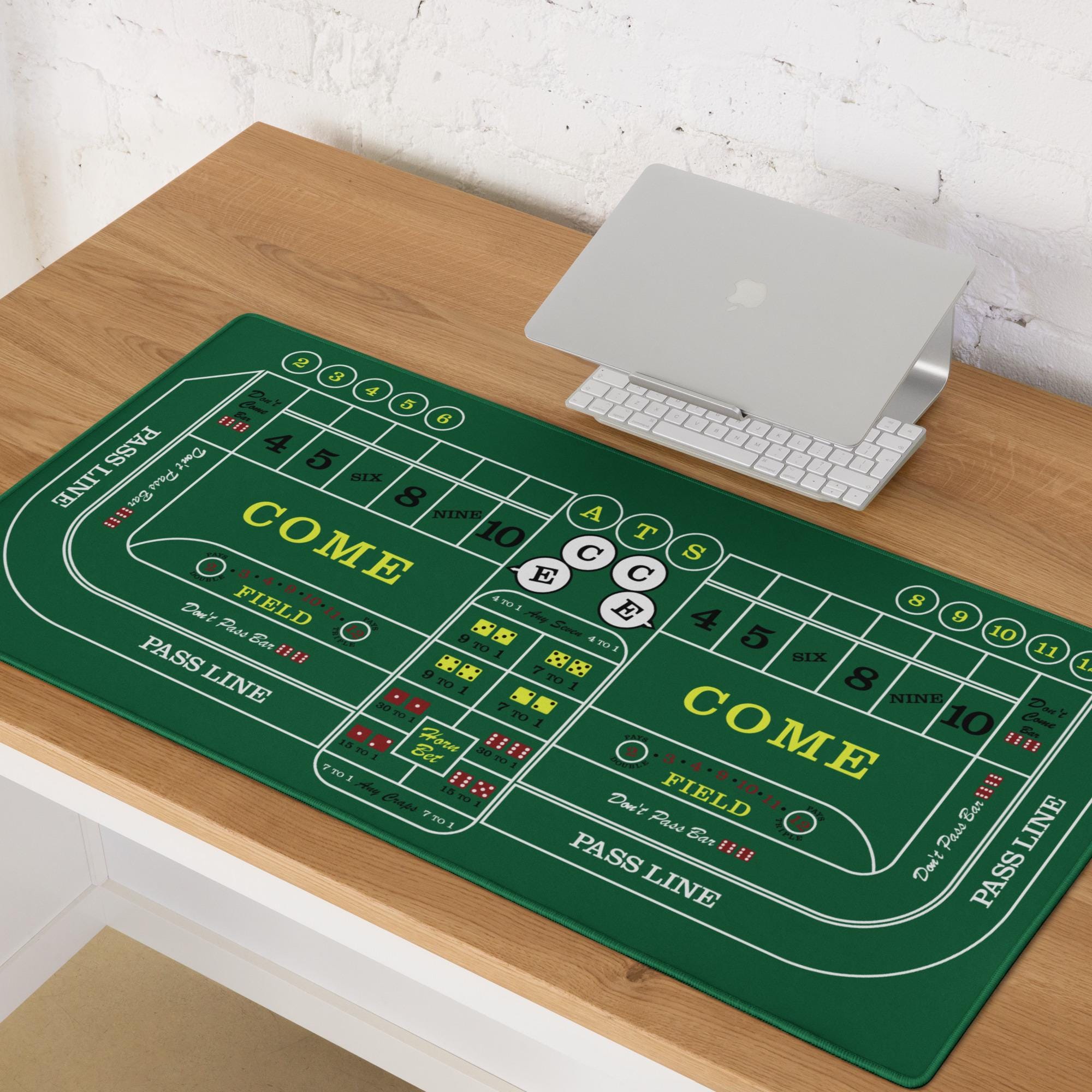 Craps Table Rug Green Casino Craps Desk Pad | Vegas Gift for Him, Craps Practice Mat ...