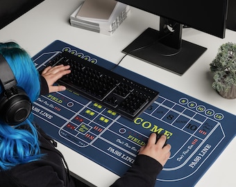 Alfombrilla de escritorio Casino Craps (AZUL): Alfombrilla de escritorio única inspirada en los casinos para trabajar, jugar y disfrutar de los videojuegos.